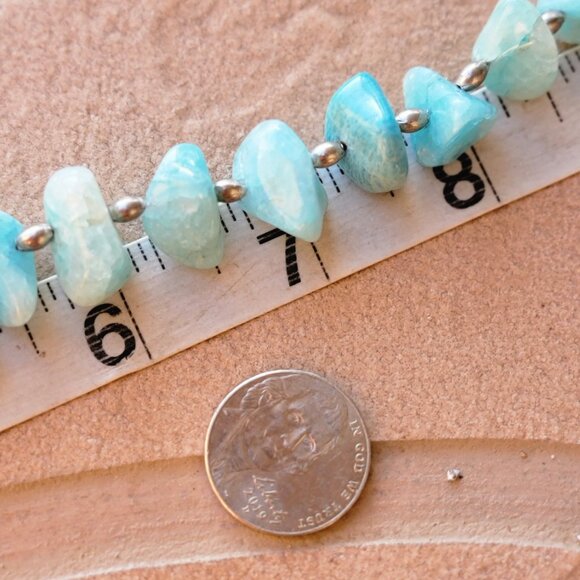 Gorgeous ocean blue amazonite 925 sterling silver handmade chunky graduating nec - Picture 10 of 16